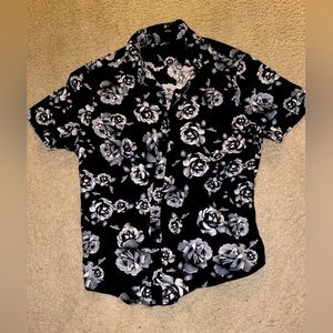 Fashion Nova Black Rose Button Up